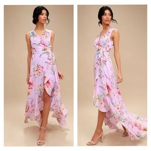 NWOT Lulu’s Tawny Lavender Floral Print Maxi Dress, Size Small